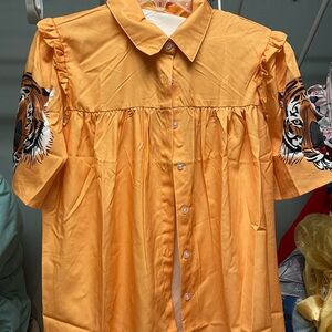 Women's Orange Tiger Print Blouse